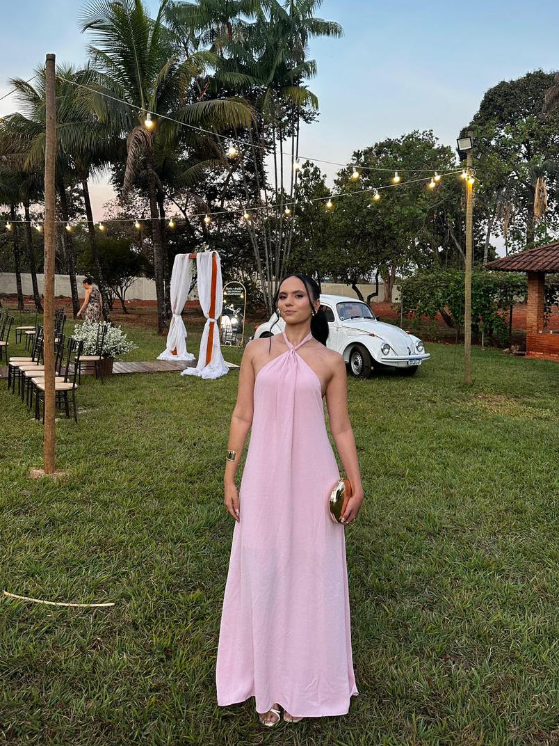 Vestido Roma - rosa pastel